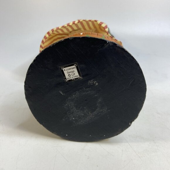 Halloween Pumpkin Head Figurine On Stand Fabric Resin Scarecrow 16 in Vtg - Picture 9 of 10